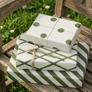 Woodland Olive Cream Rustic 3 Pack Wrapping Paper Sheets
