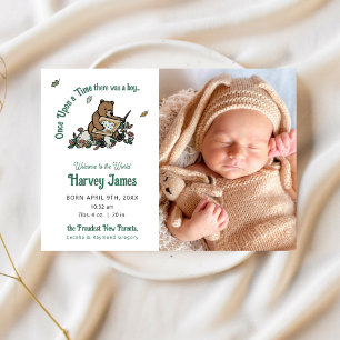 Woodland Once Upon a Time Birth Announcement