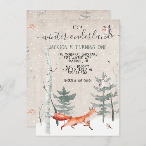 Woodland Onderland Birthday Party Invitation