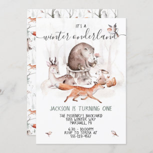 Woodland Onderland Scandinavian Birthday Party Invitation