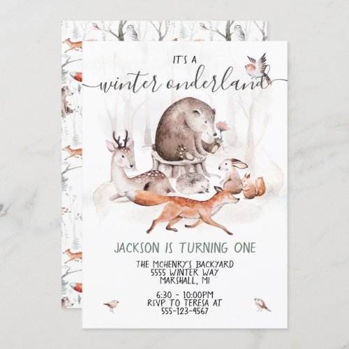 Woodland Onderland Scandinavian Birthday Party Invitation