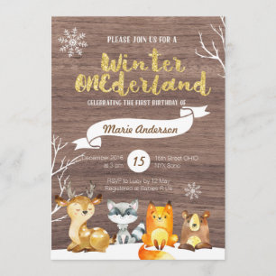 Woodland ONEderland First Birthday Invitation