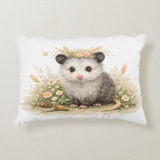 Woodland opossum accent pillow