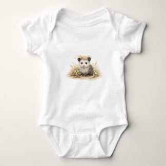 Woodland opossum baby bodysuit