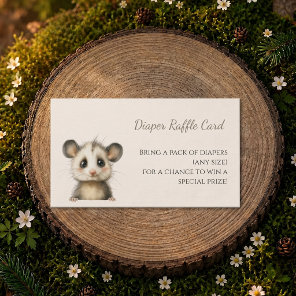 Woodland Opossum Baby Shower • Diaper Raffle Business Card