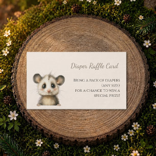 Woodland Opossum Baby Shower • Diaper Raffle Business Card