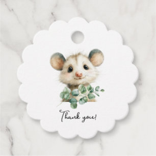 Woodland Opossum Baby Shower • Neutral Favor Tags