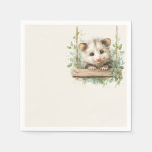 Woodland Opossum Baby Shower • Neutral Napkins
