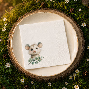 Woodland Opossum Baby Shower • Neutral Napkins
