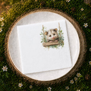 Woodland Opossum Baby Shower • Neutral Napkins