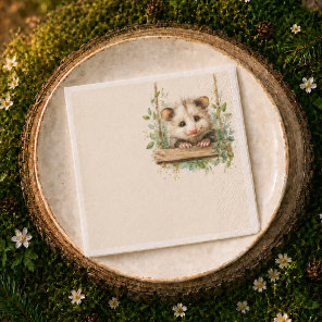Woodland Opossum Baby Shower • Neutral Napkins