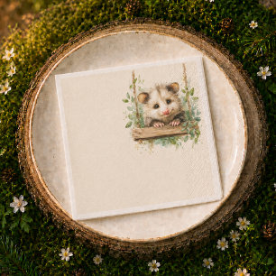 Woodland Opossum Baby Shower • Neutral Napkins