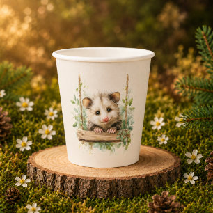 Woodland Opossum Baby Shower • Neutral Paper Cups