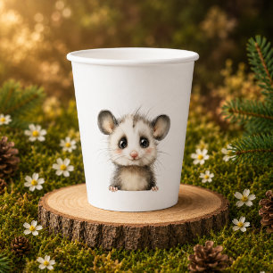 Woodland Opossum Baby Shower • Neutral Paper Cups