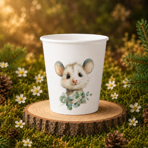 Woodland Opossum Baby Shower • Neutral Paper Cups