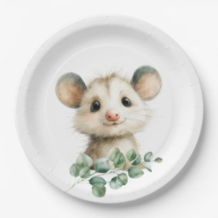 Woodland Opossum Baby Shower • Neutral Paper Plates