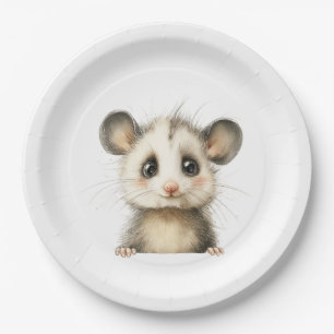 Woodland Opossum Baby Shower • Neutral Paper Plates
