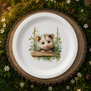 Woodland Opossum Baby Shower • Neutral Paper Plates