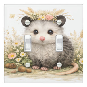 Woodland opossum light switch cover
