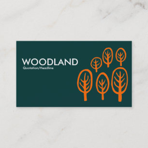 Woodland - Orange on Dark Teal Green Business Card