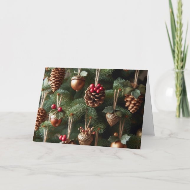 Woodland Ornaments Christmas Greeting Cards (Front)