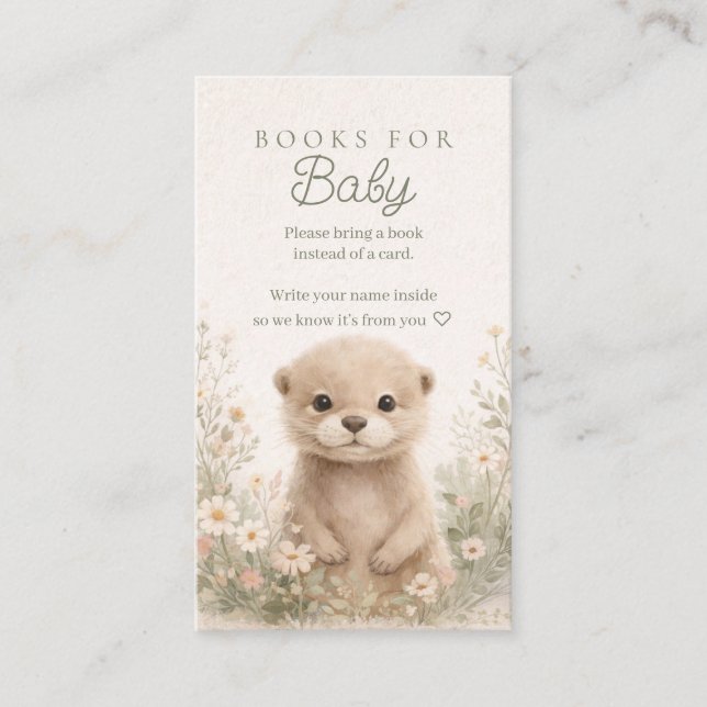 Woodland Otter Baby Shower Books for Baby Insert (Front)