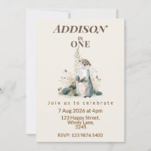 Woodland Otter First Birthday Invitation
