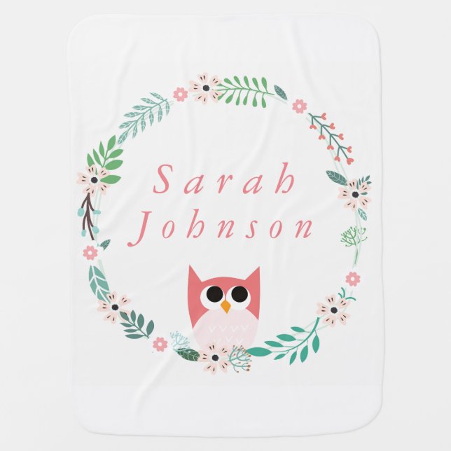 Woodland Owl Baby Blanket (Front)