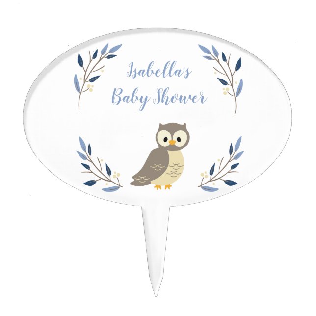 Woodland Owl Baby Shower Cake Topper (Front)