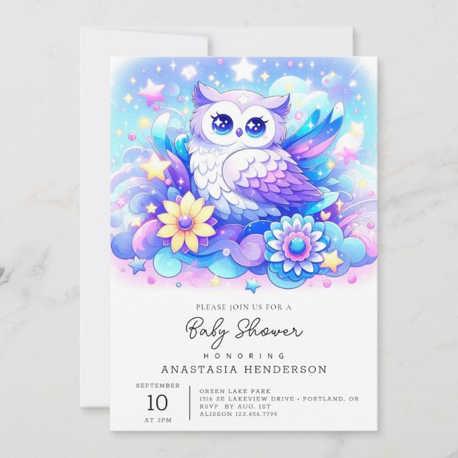 Woodland Owl Baby Shower Invitation (Front)
