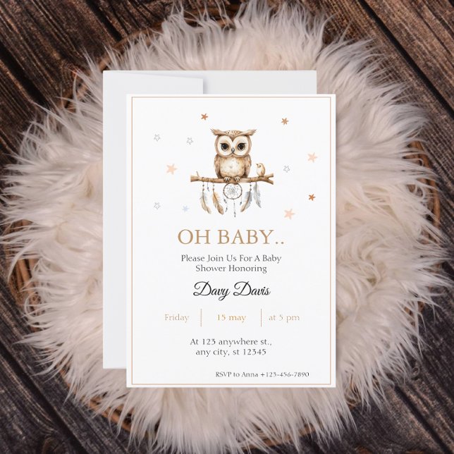 Woodland Owl Baby Shower Invitation (Creator Uploaded)