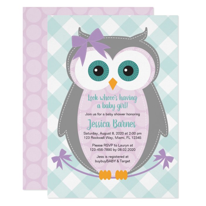 owl baby shower invitations girl