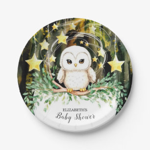 Woodland Owl Baby Shower Paper Plates