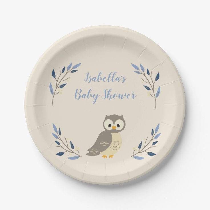 Woodland Owl Baby Shower Plates Zazzle