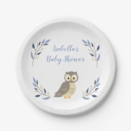 Woodland Owl Baby Shower Plates