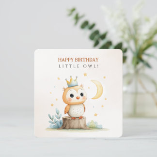 Woodland Owl Birthday Greeting Card