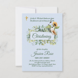 Woodland Owl Boys Christening Invites Baptism