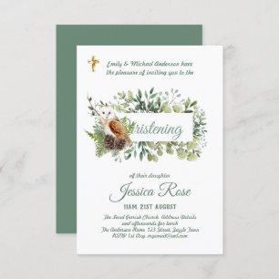 Woodland Owl Christening Invites Baptism
