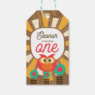Woodland Owl First Birthday Invitation – One Year Gift Tags