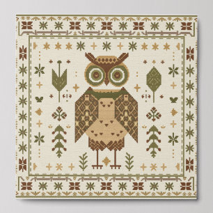 Woodland Owl Folk Peel And Stick Photo Tile