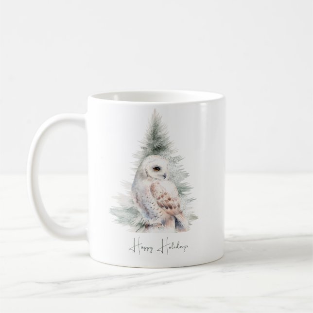 Woodland Owl Holiday Coffee Mug (Left)