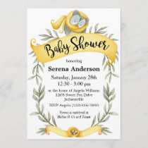 Woodland Owl in Yellow Scarf Baby Shower Invitation