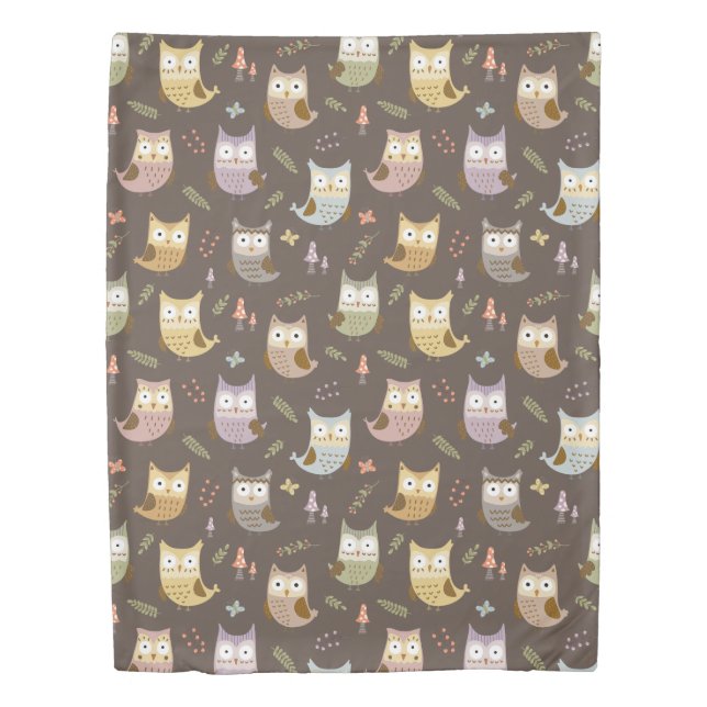 Woodland Owl Pattern, Kids Duvet Cover (Front)