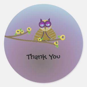 Woodland Owl Thank You Classic Round Sticker