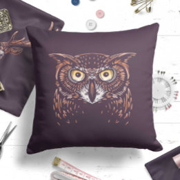 Woodland Owl Throw Pillow Gender Neutral Woodland
