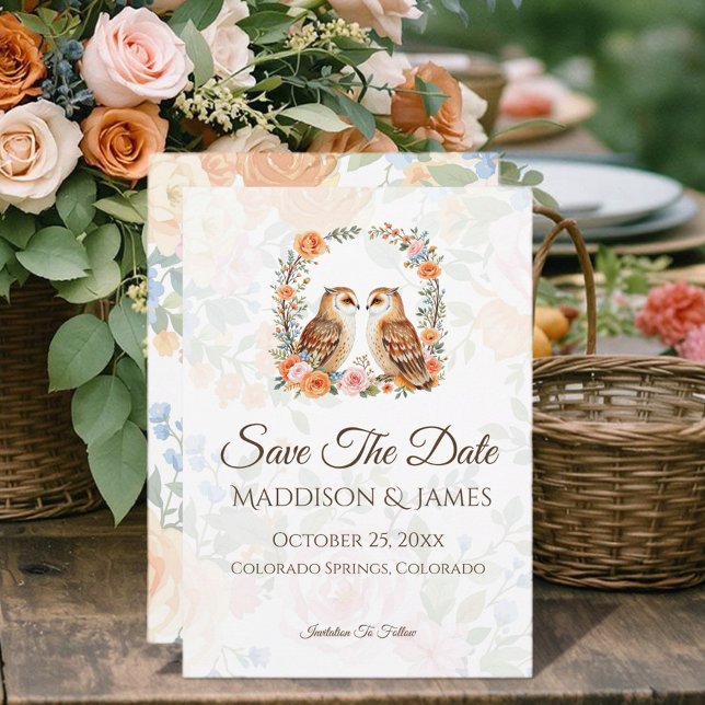 Woodland Owl Wedding Save The Date (Celebrate your special day with this enchanting woodland owl design!)
