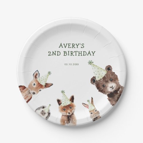 Woodland Party Animals Birthday Paper Plates