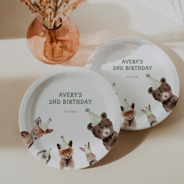 Woodland Party Animals Birthday Paper Plates (Creator Uploaded)