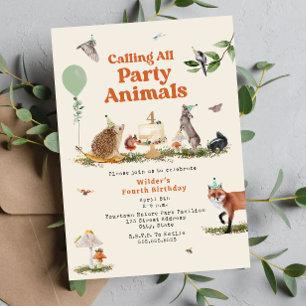 Woodland Party Animals Birthday Party Invitation