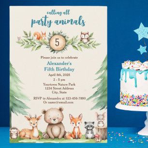 Woodland Party Animals Birthday Party Invitation